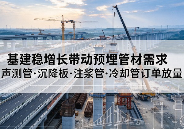 石鼓基建稳增长带动预埋监测管材需求，声测管、沉降板、注浆管订单持续放量
